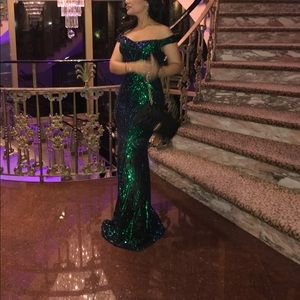 Sequin off the shoulder gown prom maxi dress